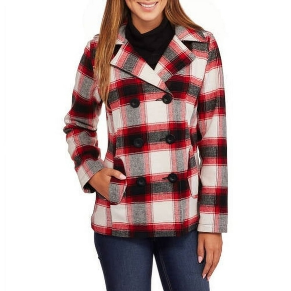 Faded Glory Women's Double-Breasted Faux Wool Peacoat with Hood XS - Picture 1 of 12